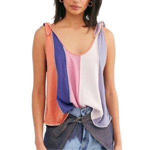 Free people We the Free candy cloud XS tie shoulder striped top $58 NWT